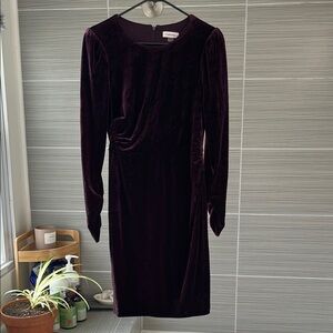 Calvin Klein Purple Ruched Long Sleeve Sheath Dress